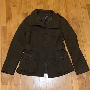 H&M dark brown peacoat